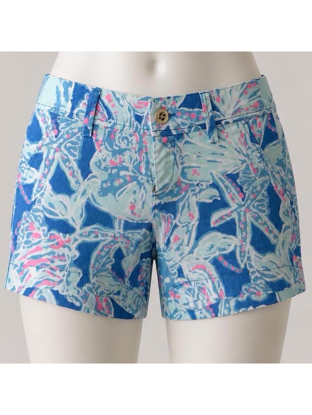 Lilly Pulitzer The Callahan Short Cotton Printed Shorts Size 00 Into The Deep